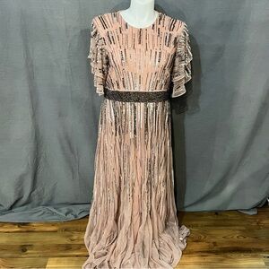 Mac Duggal Blush Sequin Maxi Dress